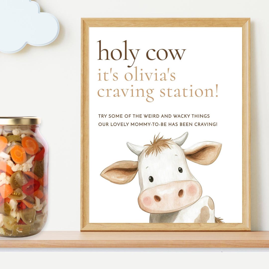 Holy Cow Baby Shower Craving Station Table Sign Template, Printable ...