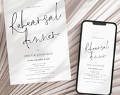 Wedding Rehearsal Dinner Invitation Template, Printable INSTANT DOWNLOAD, Modern Minimalist Phone Invite, Large Script, Corjl Editable we-30