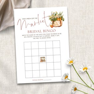 Bridal Bingo Fresh Off The Market, Printable, INSTANT DOWNLOAD, Farmers Market Theme, Bridal Shower Game, Corjl Editable Template BR-31