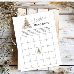 Christmas Bingo Game Template, Printable, INSTANT DOWNLOAD, Xmas Tree, Xmas Family Games Night, Holiday Party Activity, Corjl Editable CH-04
