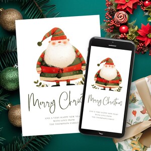 Christmas Card Template, Printable INSTANT DOWNLOAD,  Christmas Electronic card, Cute Nordic Santa, 5 x 7 & Phone Size Corjl Editable CH-15