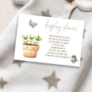 Display Shower Card Template, INSTANT DOWNLOAD, Little Sprout Baby Shower, Locally Grown Theme, Gender Neutral 5 x 3.5" Corjl Editable BA-27