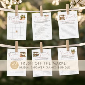 Fresh off the Market Games Bundle Template, INSTANT DOWNLOAD,  Bridal Shower Printable Activities, Bachelorette Party, Corjl Editable BR-31