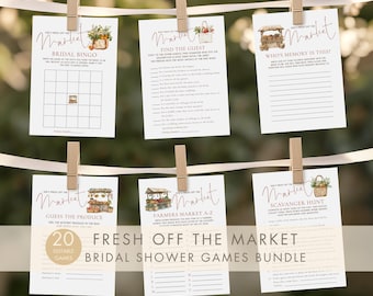 Fresh off the Market Games Bundle Template, INSTANT DOWNLOAD,  Bridal Shower Printable Activities, Bachelorette Party, Corjl Editable BR-31