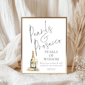 Pearls of Wisdom Sign Template, Printable INSTANT DOWNLOAD, Pearls & Prosecco Bridal Shower Wishes Signage, 8 x 10&quot; Corjl Editable BR-31
