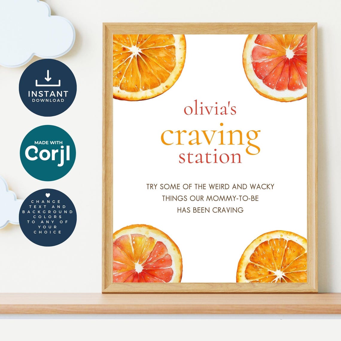 Little Cutie Baby Shower Craving Station Sign Template, INSTANT ...