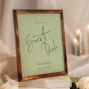 Please Sign Our Guest Book, Wedding Table Signage Template, Printable INSTANT DOWNLOAD, Minimalist, Lime Cream Green, Corjl Editable WE-09