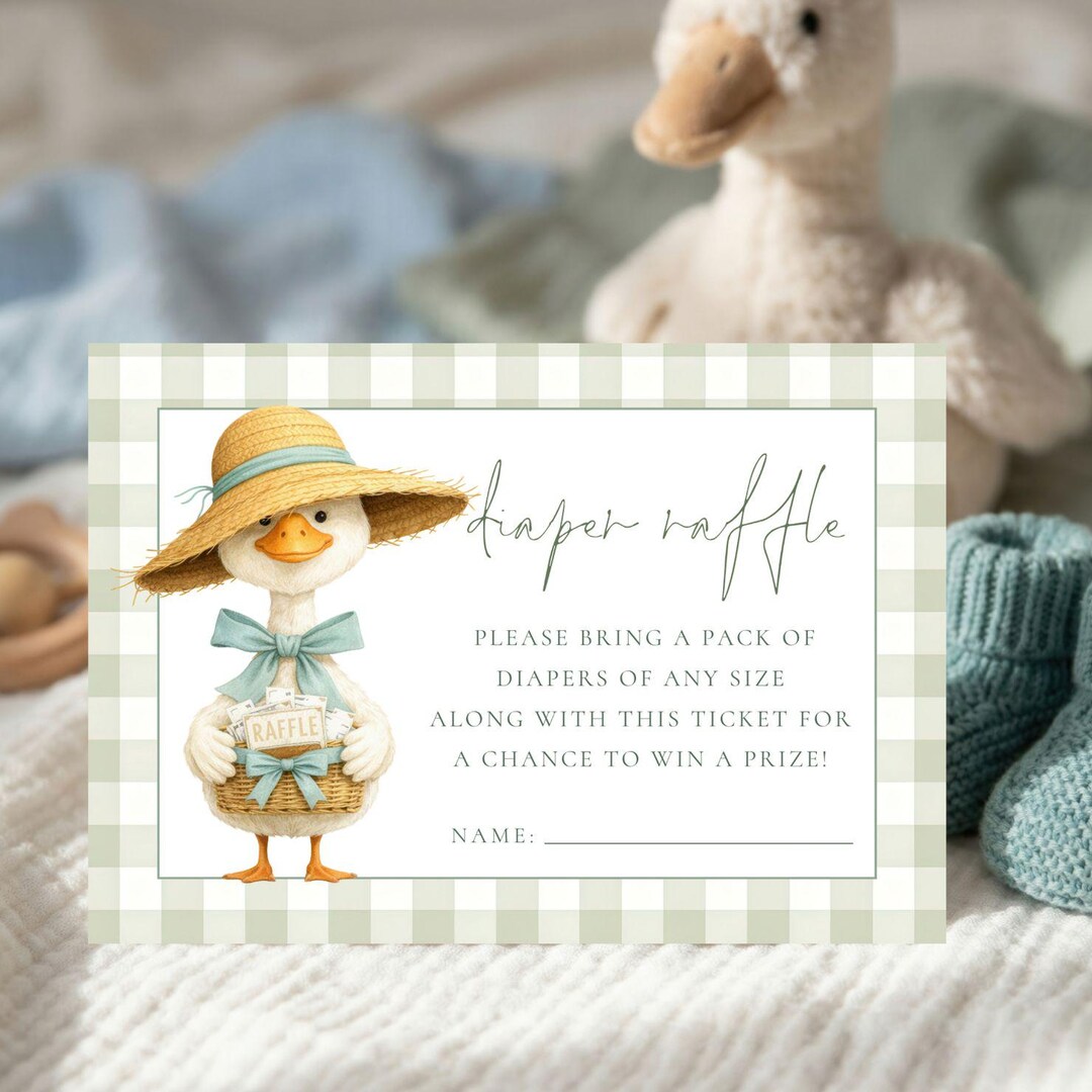 Silly Goose Diaper Raffle Card, Baby Shower Game (corjl Editable ...