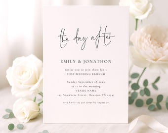 Day After Wedding Brunch Invitations - Editable Printable Template, Corjl Instant Download