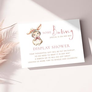 Display Shower Card Template, INSTANT DOWNLOAD, Some Bunny Special is on Way, Baby Shower, Cute Rabbit in Hat, 5 x 3.5" Corjl Editable BA-19