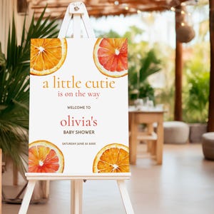 Little Cutie Baby Shower Welcome Sign, Template, Printable, INSTANT DOWNLOAD, Oranges, Citrus Fruit Theme, Party Decor, Corjl Editable BA-24