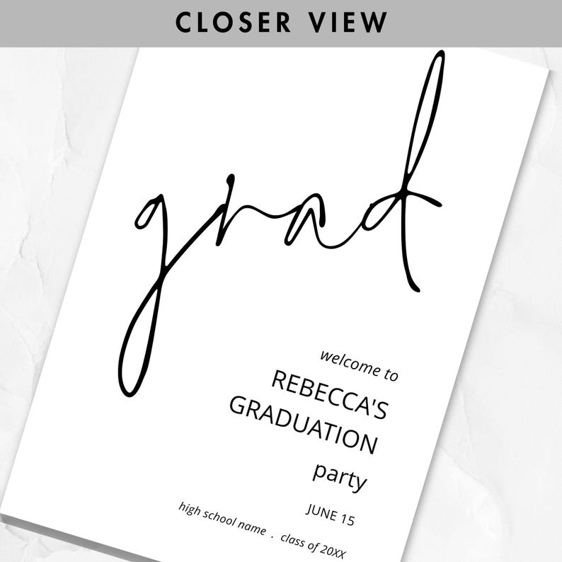 Graduation Party Welcome Sign, Printable, INSTANT DOWNLOAD, Grad Black ...