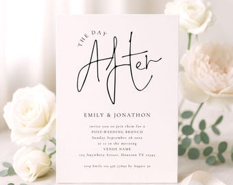 Digital Day After Wedding Brunch Invitation - Editable Corjl Template, Printable Post Wedding Invite, Instant Download