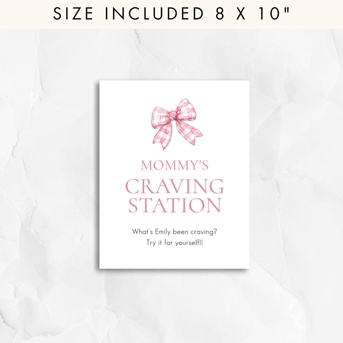 Pink Bow Baby Shower Craving Station Table Sign Template, Printable ...