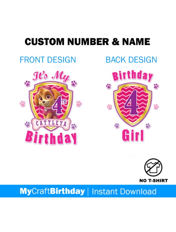 Download Skye Paw Patrol Birthday Shirt Design Girl Sky Pink Etsy