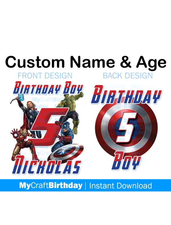 Download Avengers Custom Birthday Shirt Hulk Boy5th Birthday Iron Etsy