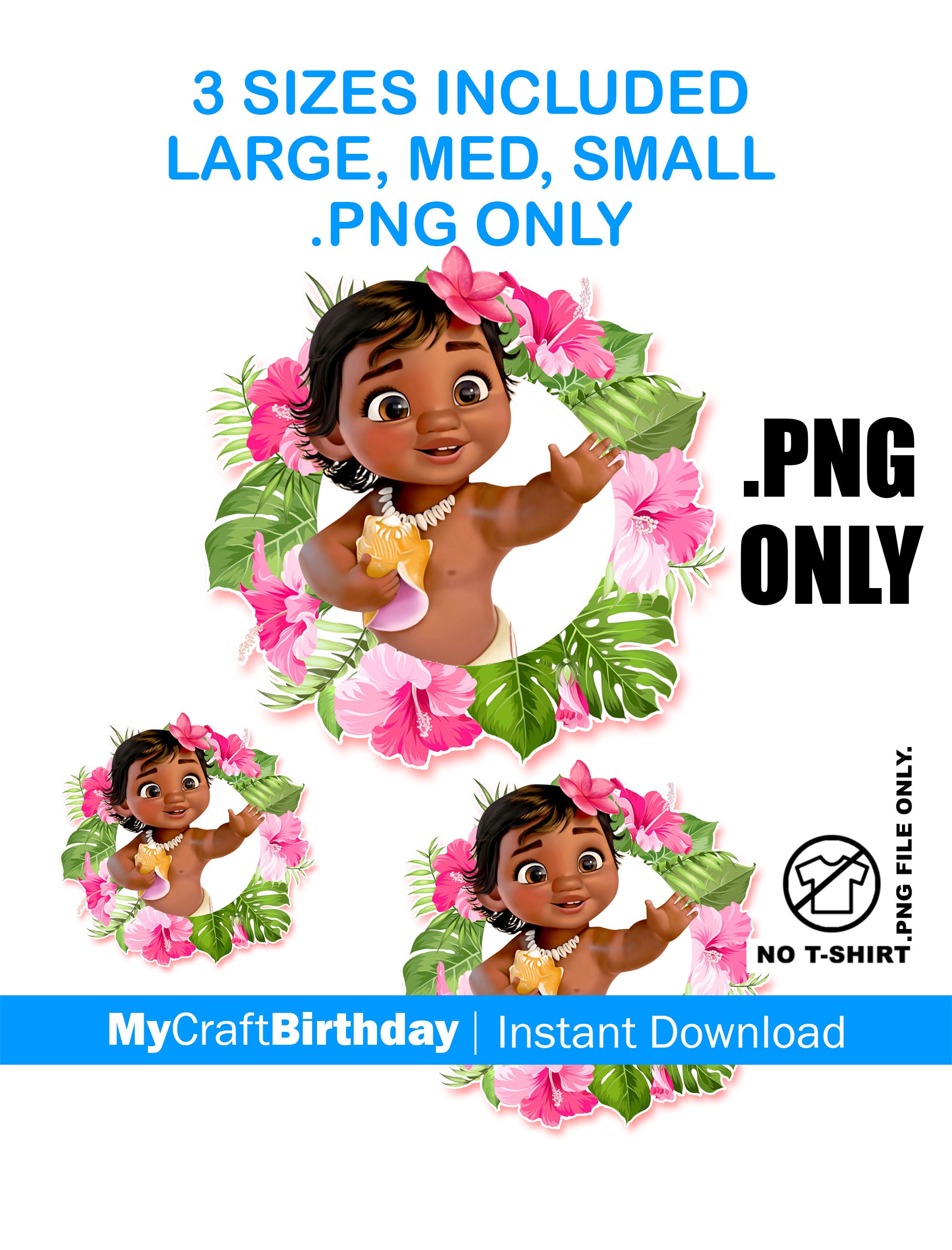 Png Digital File T Shirt Baby Moana Birthday Girl Iron Etsy