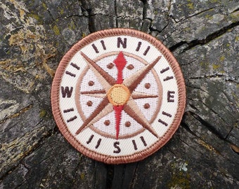 Beige Antique Compass Patch - Adventure Patch - Traveler Patch - Travel Patch - Outdoors Patch - Nature Patch - Travellers Patch