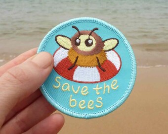 Save The Bees Aufnäher - Gestickte Umweltschützerin Applikation