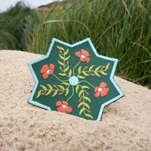 Poppy Mandala Patch - Flower Patch - Nature Patch - Remembrance Day Patch - Leaf Patch - Symmetrical Patch - Green Patch - Pretty - Flower