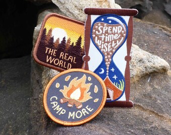 Camping Patch Batch - Bonfire Patch - Camping Patch - Travel Patch - Outdoors Patch - Nature Patch - Hourglass Patch - Forest Patch