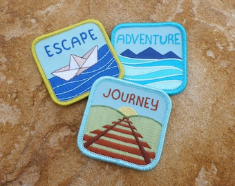 Globe Trotter's Patch Batch - Train Track Patch - Boat Patch - Sailing Patch - Adventure Patch - Travel Patch - Travellers Patch