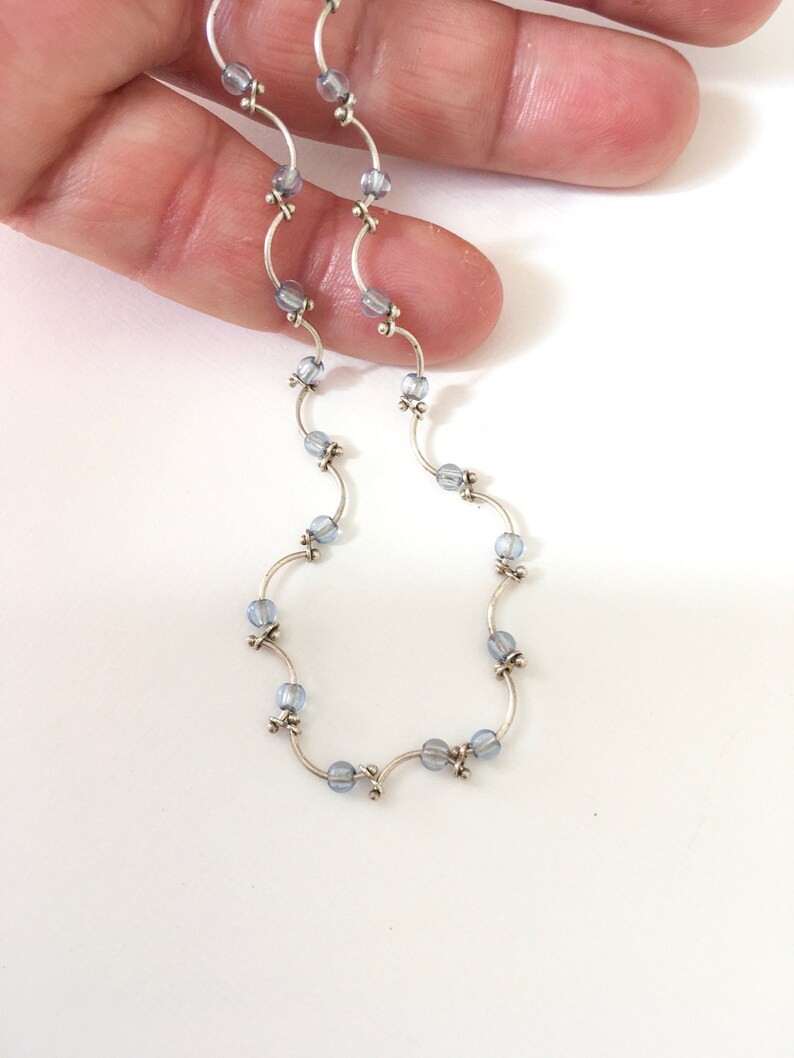 Vintage costume jewelry baby blue beaded necklace