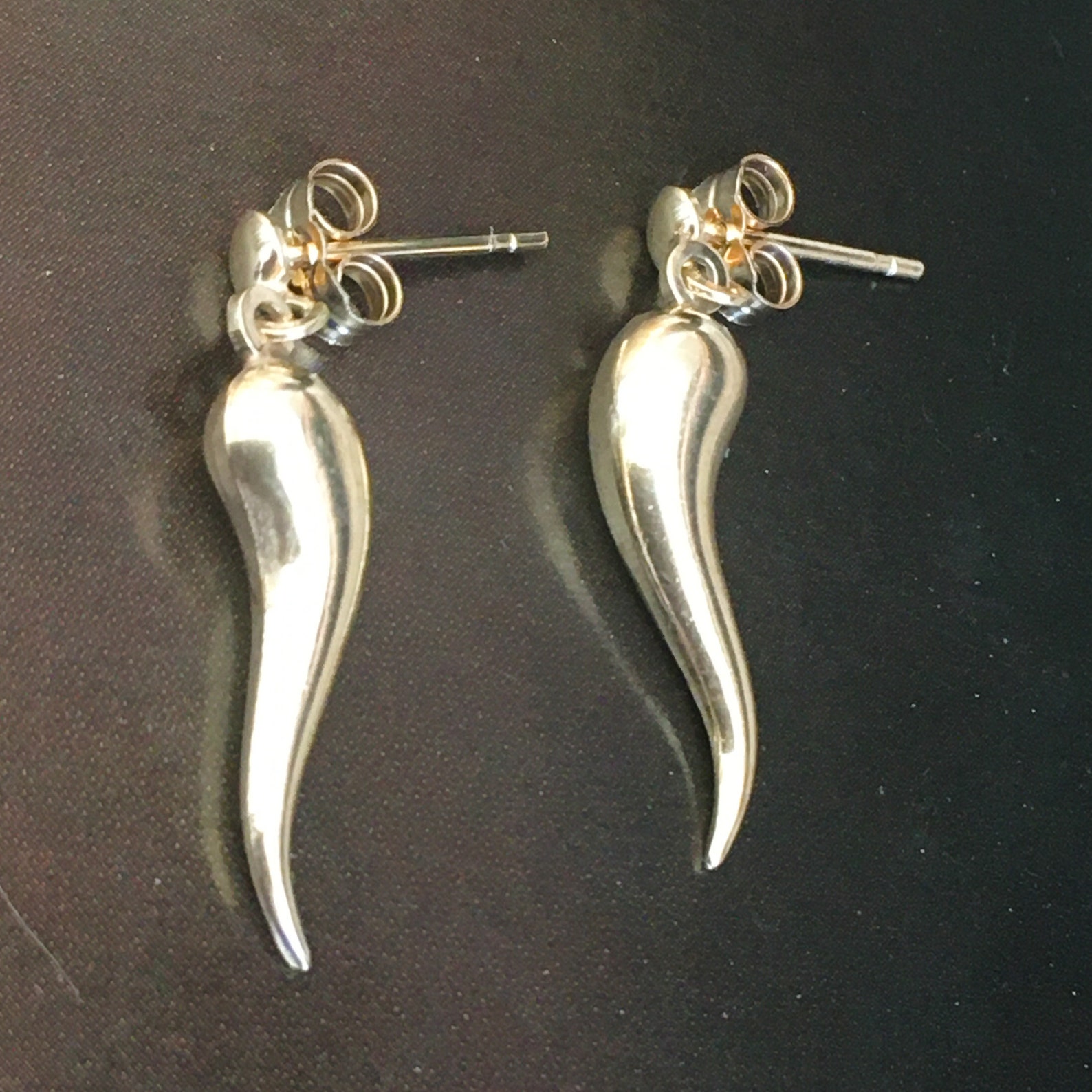 9Ct Gold Italian lucky Horn Earrings Etsy