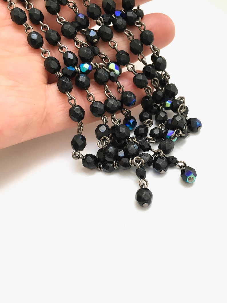 Vintage black and dark blue beaded choker