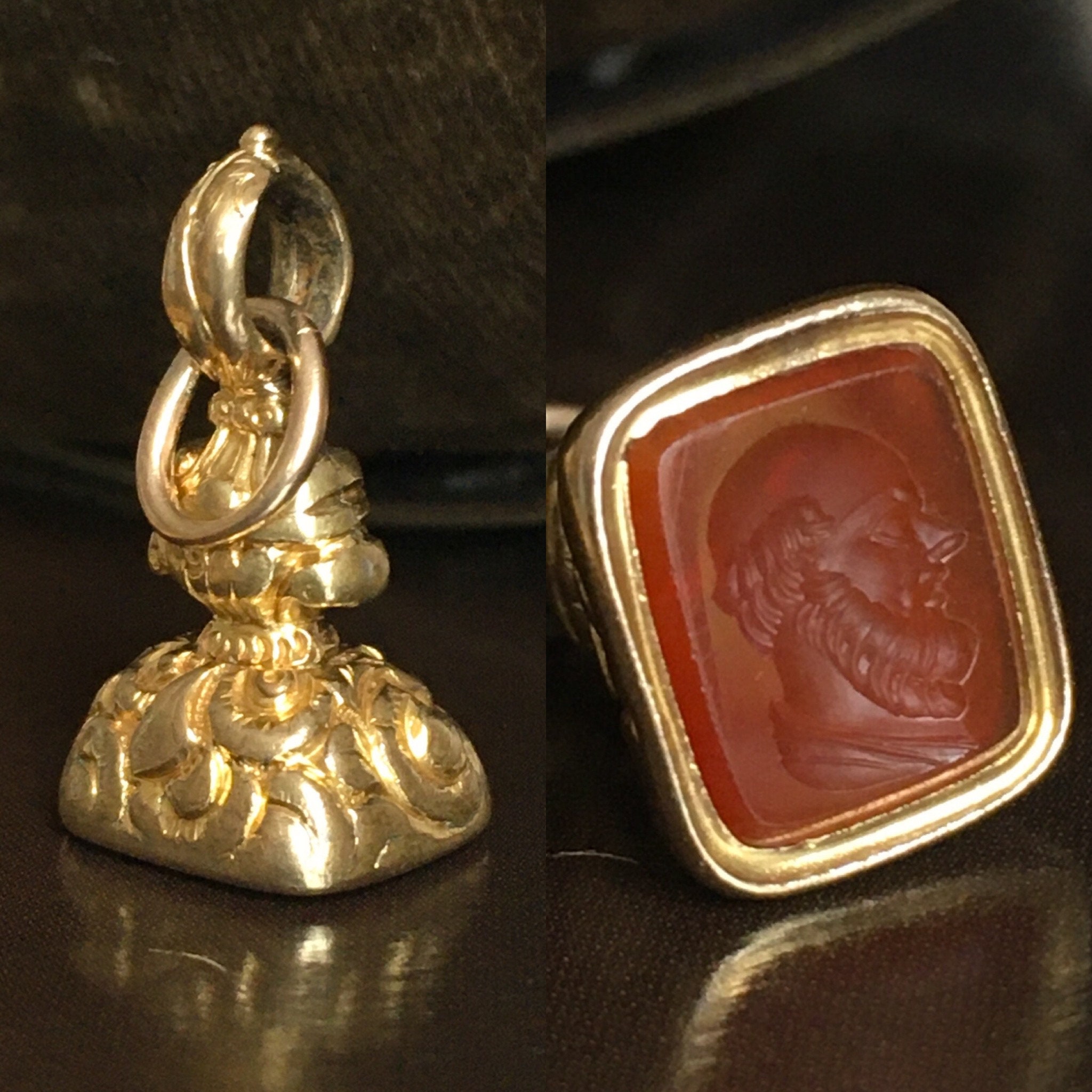 Rare 1700s Georgian Era 18k Gold Writer's Wax Seal Sceau, Etui Wax Holder  4-5/8