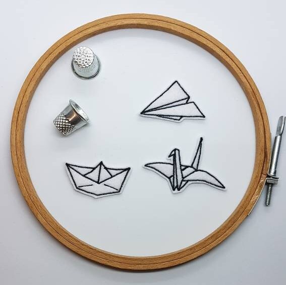 Origami Plane, Boat and Bird Kit. Iron-on Patch