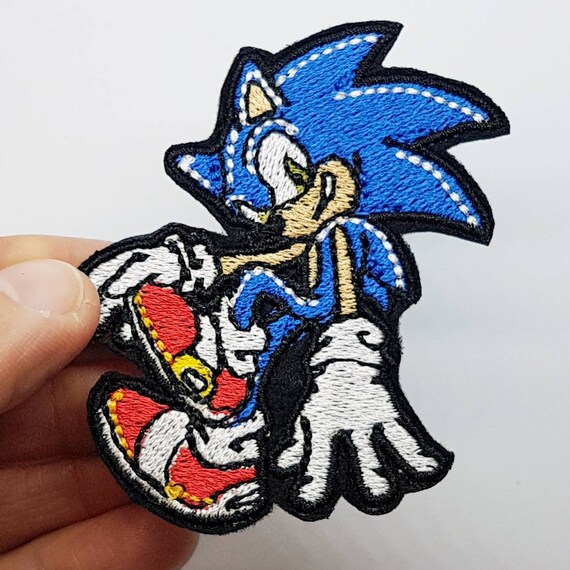 Patch écusson Sonic Sega hérisson bleu transfert thermocollant brodé