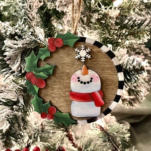 Hand painted snowman ornament