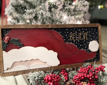 Hand painted believe Santa sign