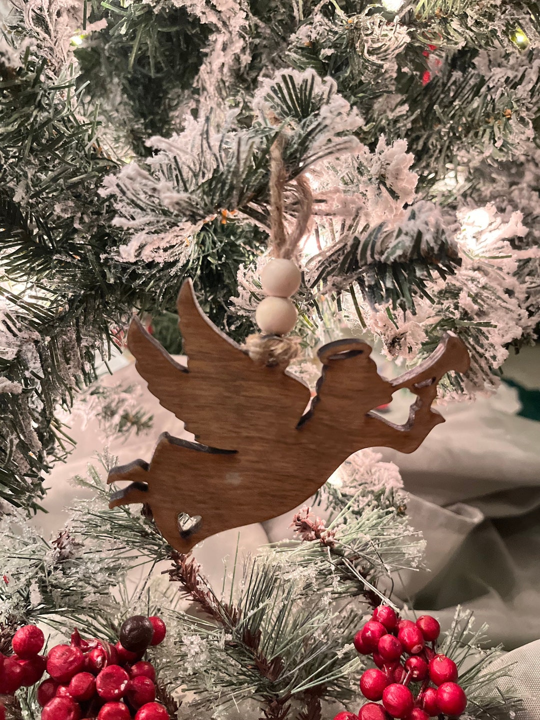 Set of 4 Wood Angel Ornaments Etsy