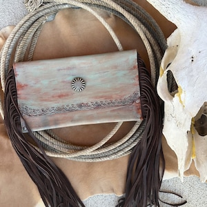 Handmade Leather Fringe Clutch