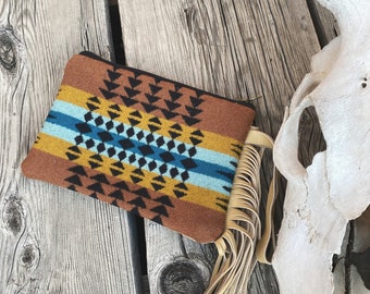 Made with genuine Pendleton Wool Leather Clutch, handbag, clutch, bag, purse