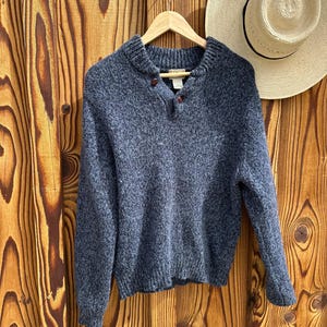 L L Bean Lambswool Pullover Henley Sweater