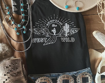 𝑲𝒆𝒆𝒑𝒊𝒏𝒈 𝑻𝒉𝒆 𝑾𝒆𝒔𝒕 𝑾𝒊𝒍𝒅 Tank, Tank Top, western tank top, ladies tee, womens tank top