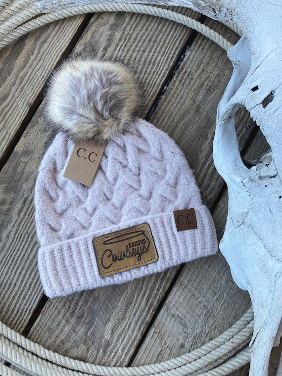 CC POM Beanie With Leather Patch - Etsy display picture 1