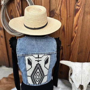Denim- och ullväst i western