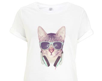 Cool Cat Rolled Sleeve T-Shirt