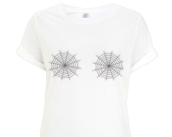 Spider-Web Rolled Sleeve T-Shirt