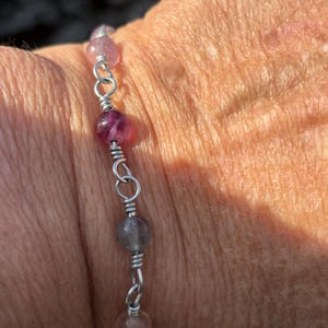 Fluorite Link Bracelet, Tarnish-Resistant Aluminium Wire, Hypoallergenic