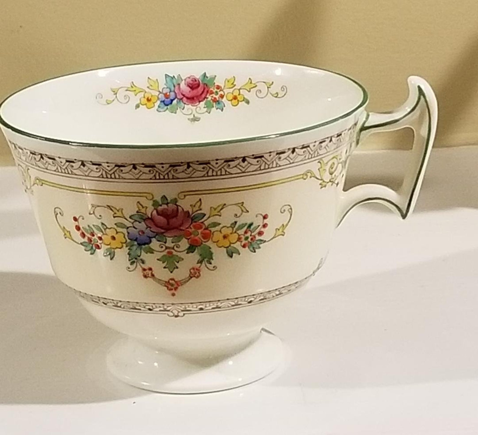 The Chandos Royal Doulton Tea cups Two Floral Cream Green Etsy