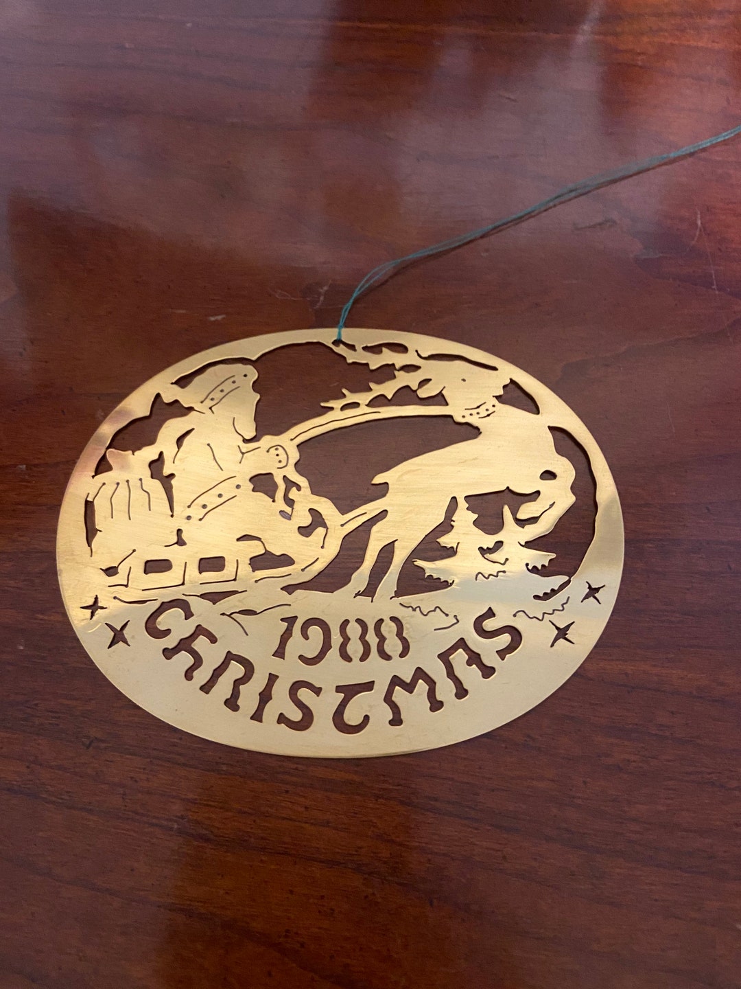 1988 Biedermann Brass Rare Christmas Ornament Santa on Sleigh Etsy