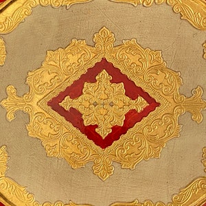 Vintage Florentine Tray Italian Red and Gold 16 inches by 12 inches Made in Italy Home Decor Grand Millennial Style Bar Cart Wall Display