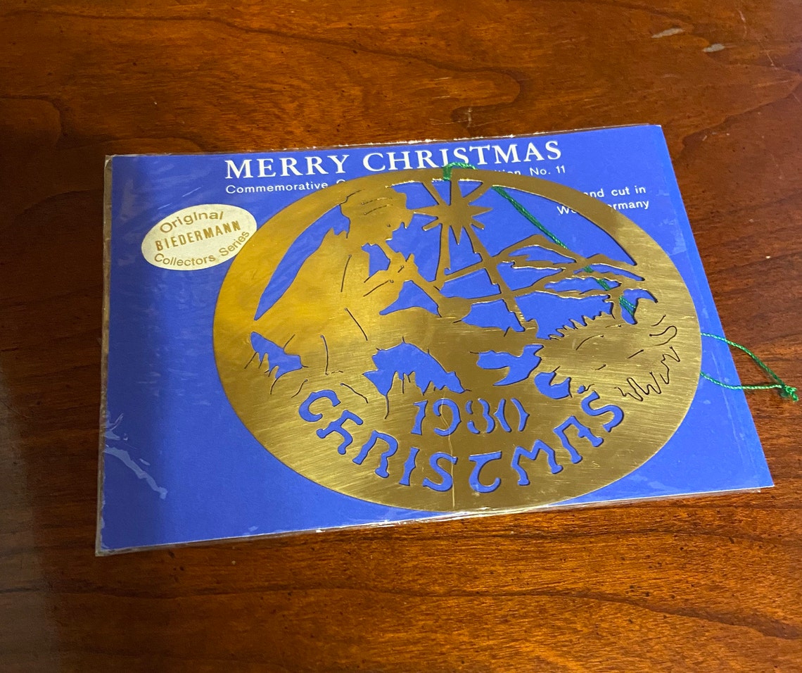 1980 Biedermann Brass Christmas Ornament Shepherd Boy and Baby Etsy