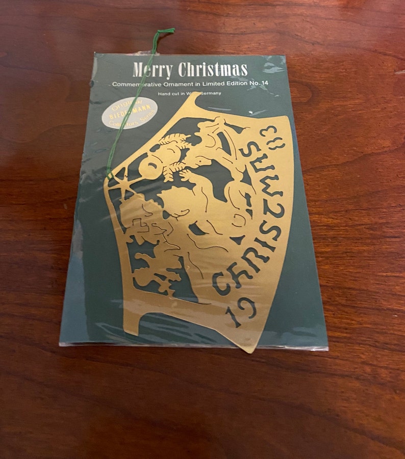 1983 Biedermann Brass Christmas Ornament Nativity Scene and Toys