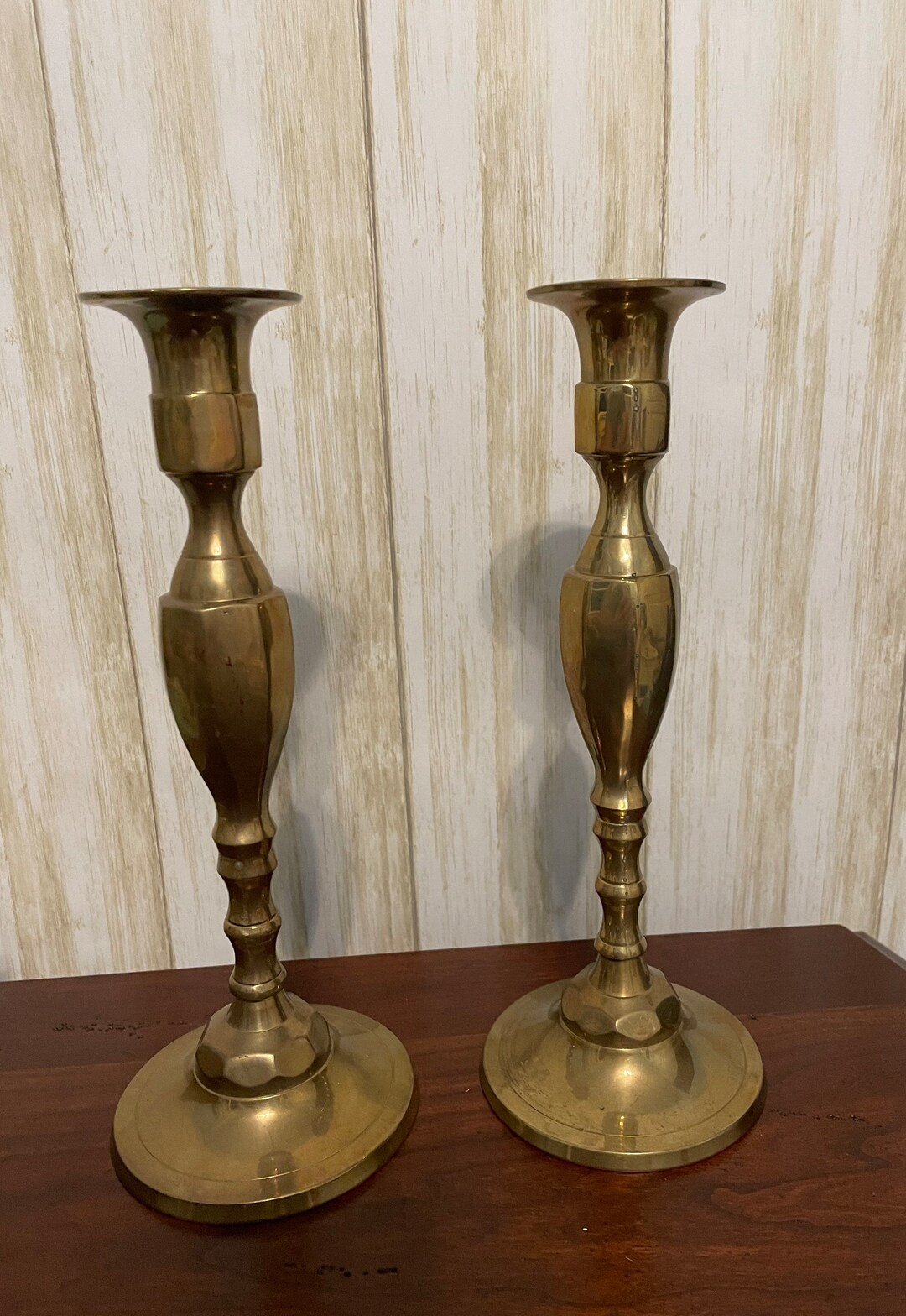 Hosley Solid Brass Candlesticks Candle Holders Vintage 1982 Etsy